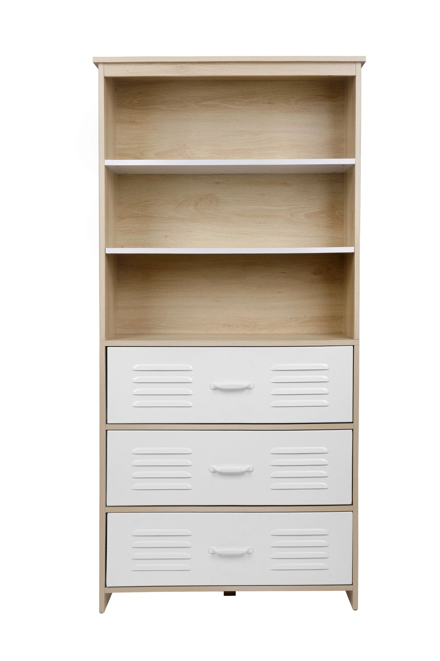Storage Cabinet,Moline standard bookcase，6-Shelf，Multipurpose Shelf Display Rack with Classic Tubes，Open Shelf，Industrial Bookshelf with 3 metal drawers，Space Saving