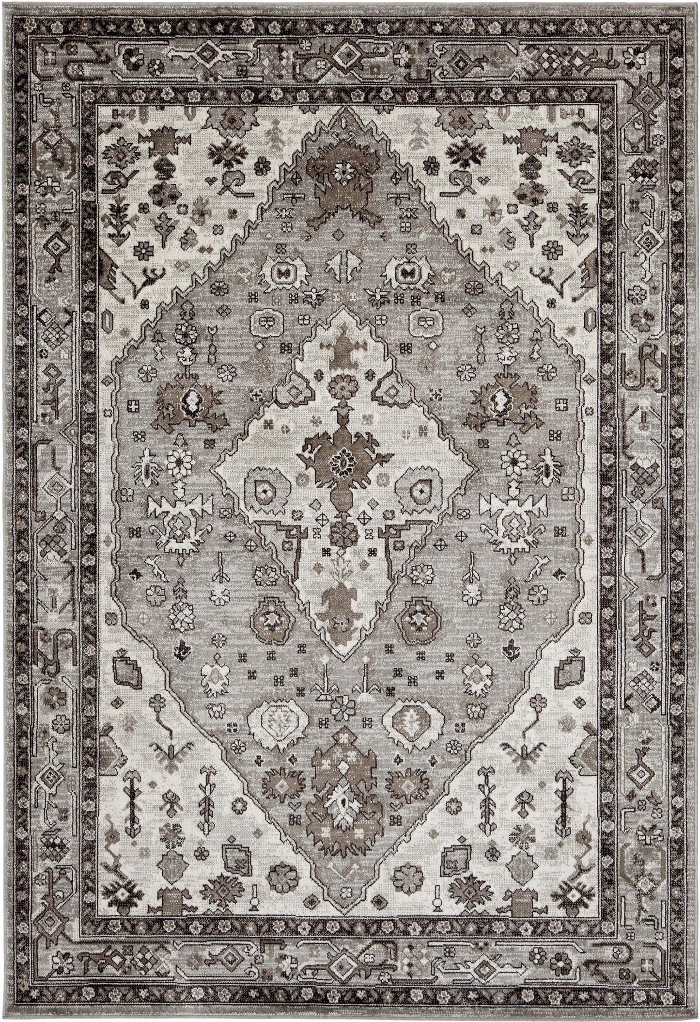 Jewels Grey/Natural/Ivory Area Rug 5x8