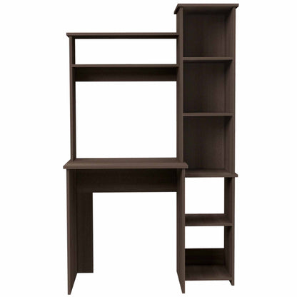 Marston 6-Shelf Writing Desk with Built-in Bookcase Smokey Oak