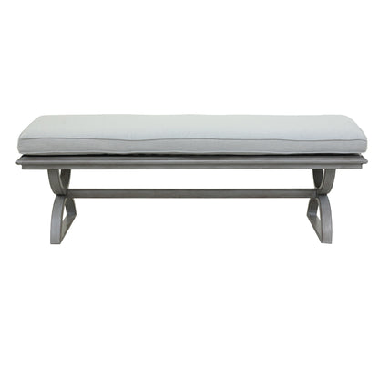 Outdoor Aluminum Bench with Cushion, Cast Silver