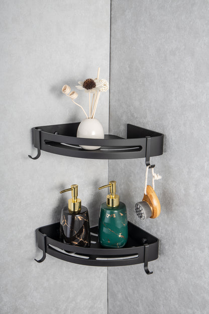 Double bathroom corner shelf