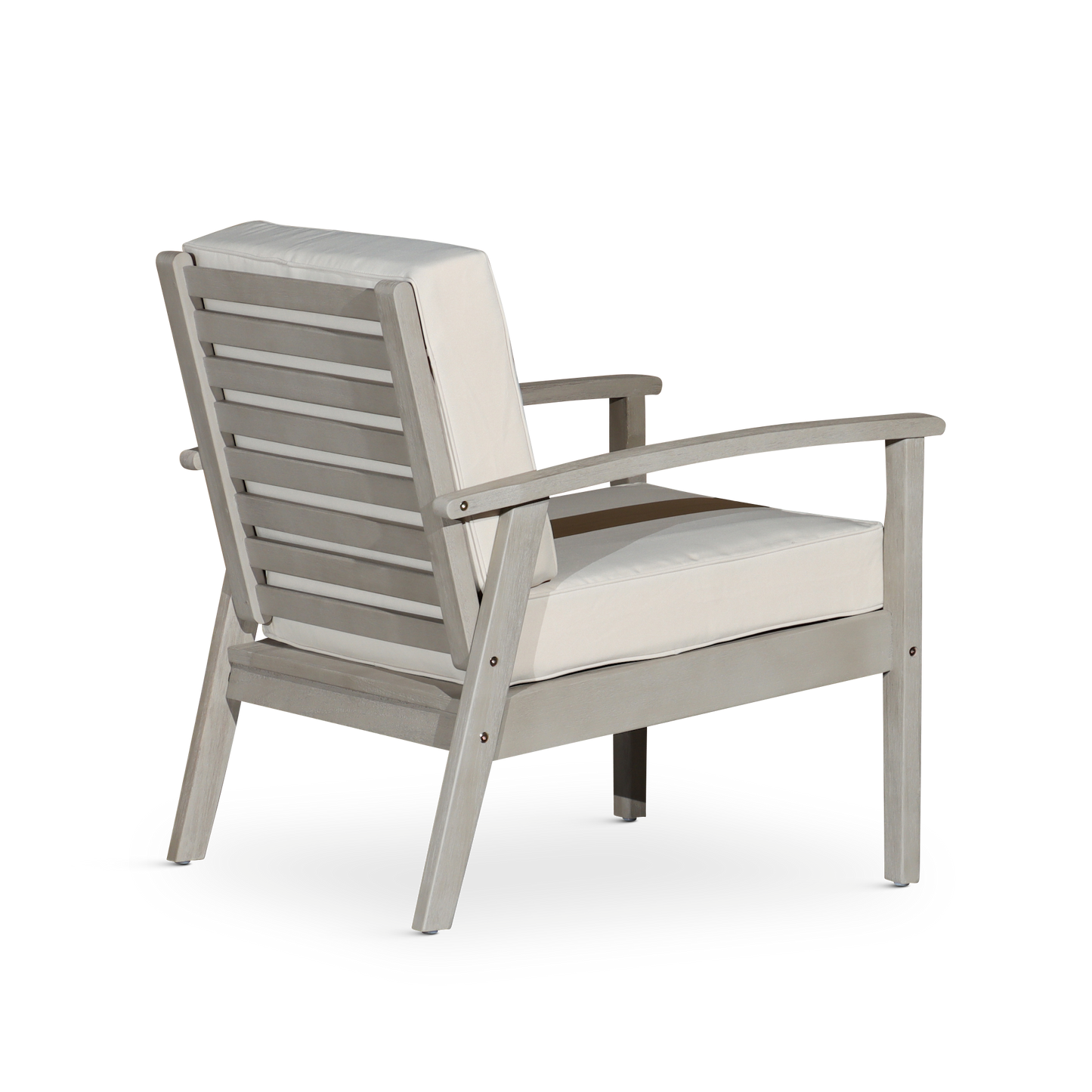 Deep Seat Eucalyptus Chair, Driftwood Gray Finish, Cream Cushions