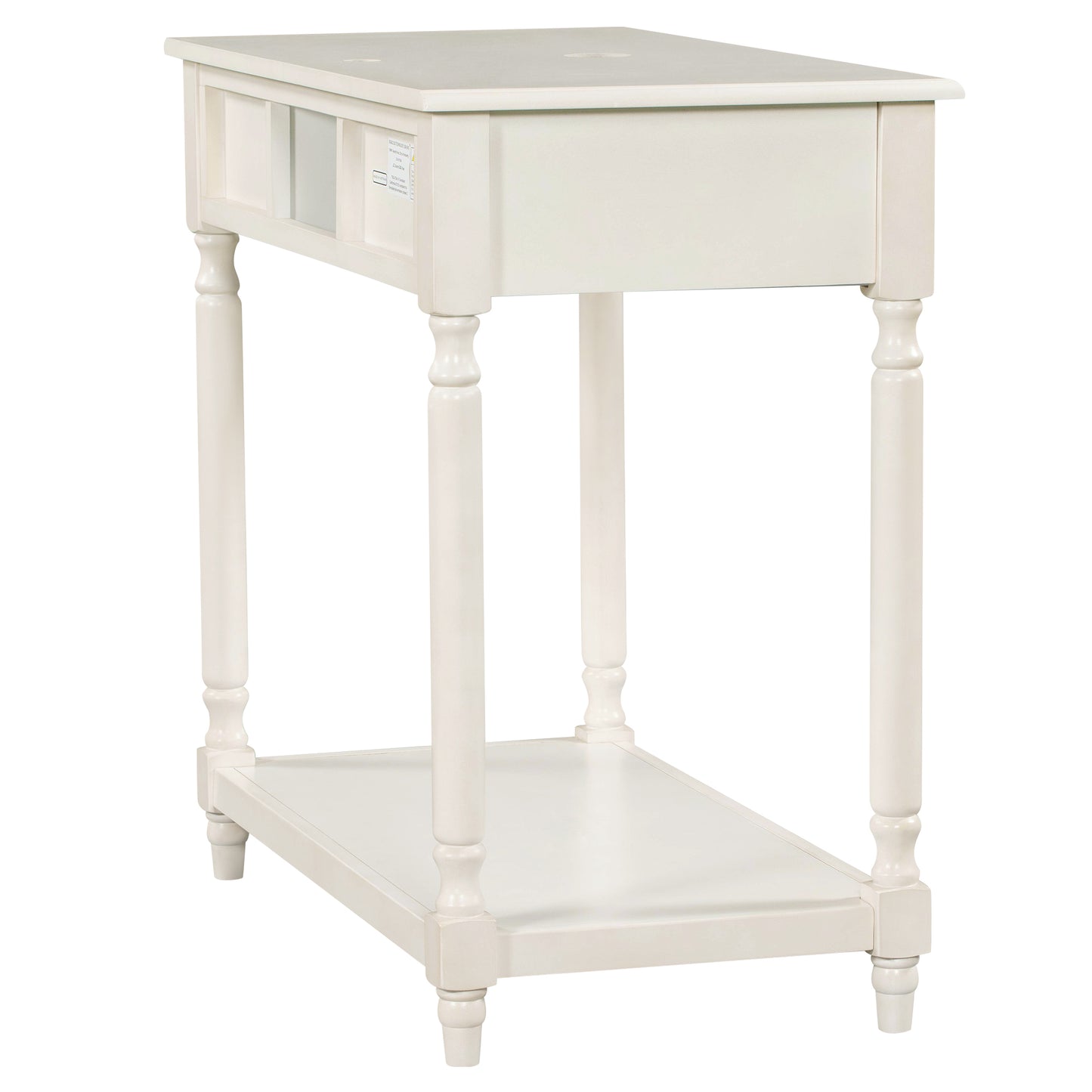 36" Bathroom Vanity Base without Sink, Open Storage Shelf, Two Drawers, Pre-Drilled Holes, Roman Style, Antique White