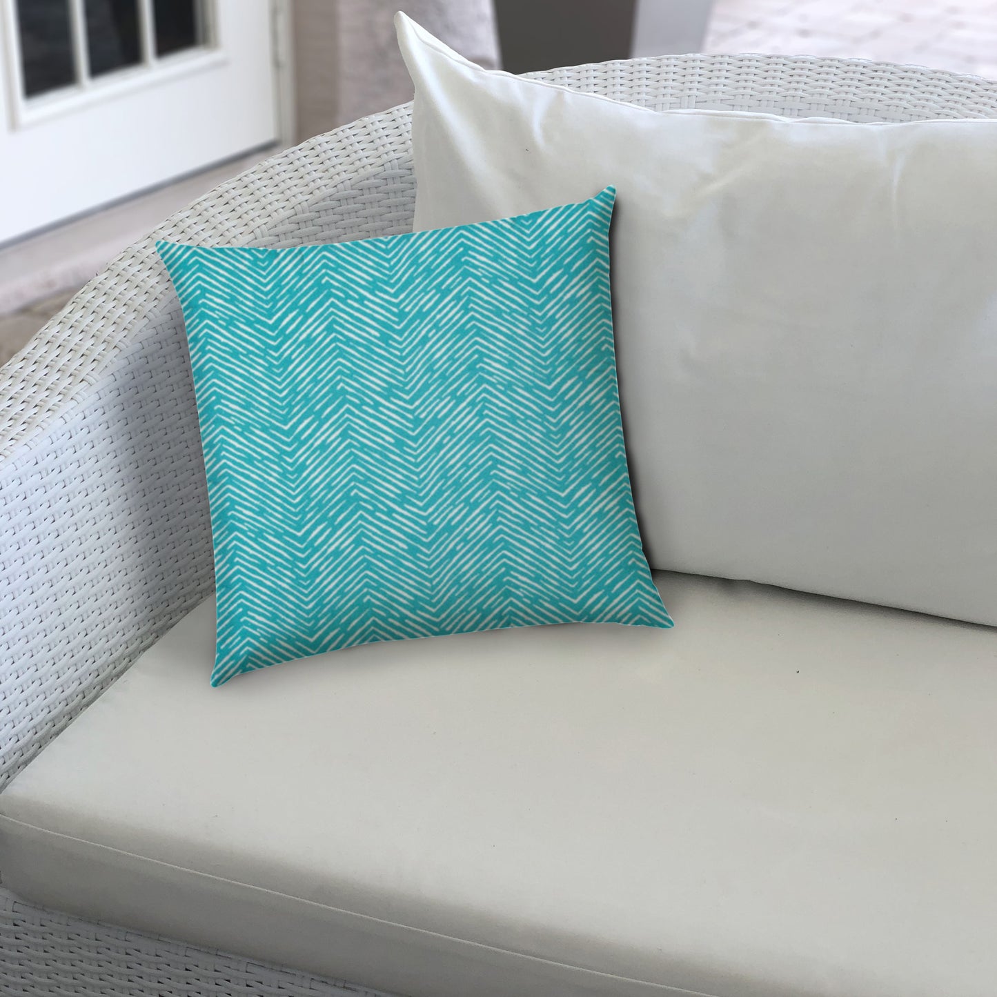 WATER WAVE Turquoise Indoor/Outdoor Pillow - Sewn Closure
