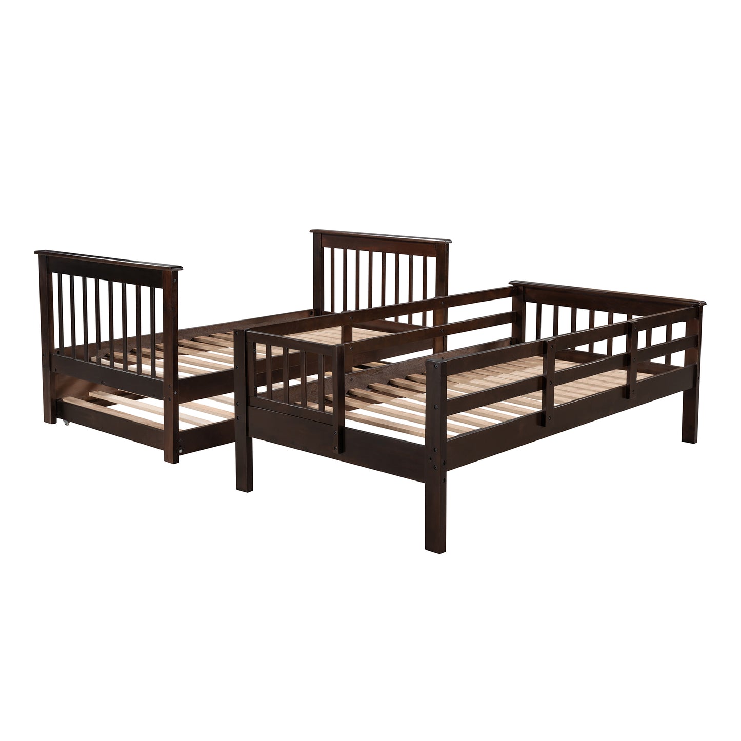 Stairway Twin-Over-Twin Bunk Bed with Twin size Trundle for Bedroom, Dorm, Adults, Espresso( old sku: LP000209AAP )