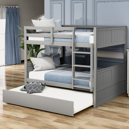 Full Over Full Bunk Bed with Twin Size Trundle, Gray ( old sku: LP000250AAE )