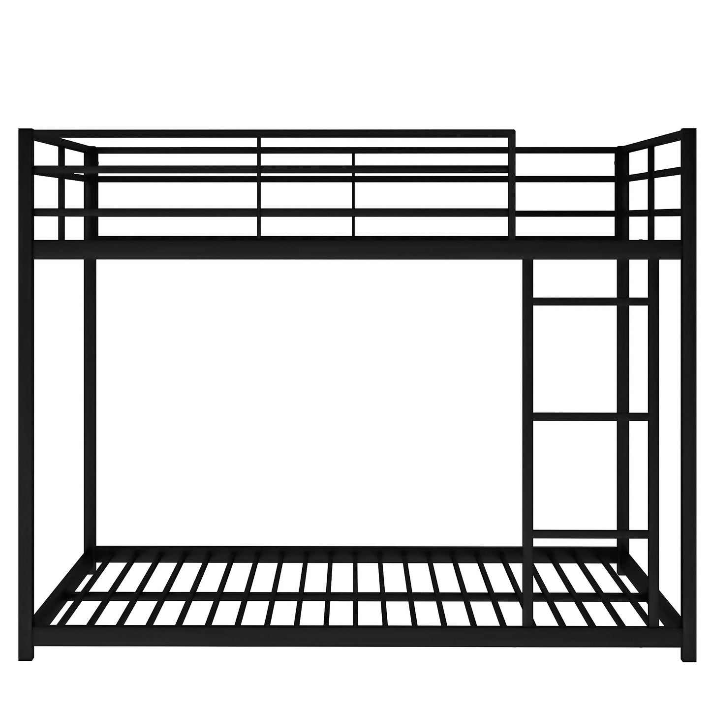 Full over Full Metal Bunk Bed, Low Bunk Bed with Ladder, Black（Old SKU:MF197034AAB）