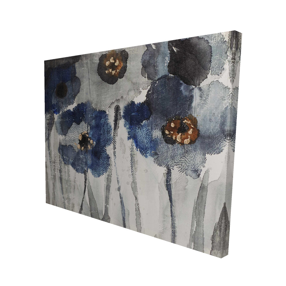 Blue blurry flowers - 08x10 Print on canvas