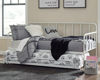Ashley Trentlore White Contemporary Twin Metal Day Bed with Trundle B076B1