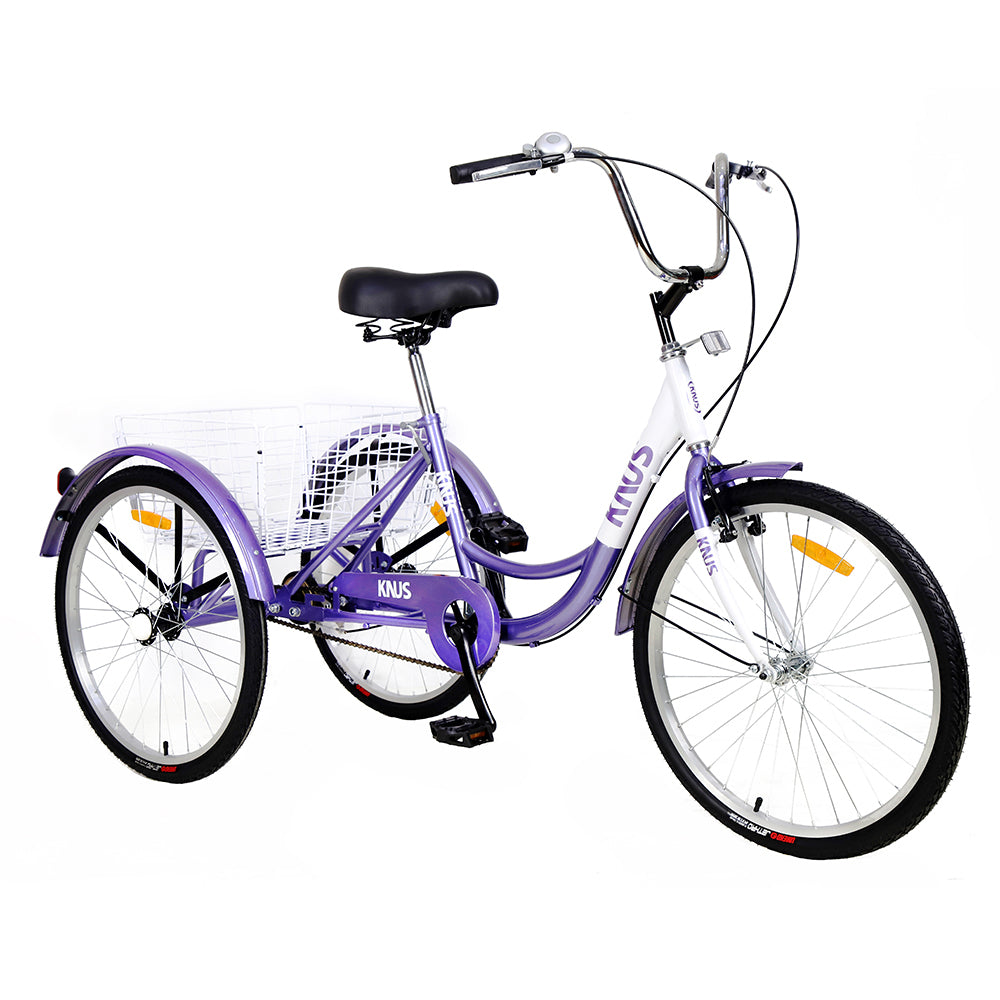 Adult Tricycle Trikes,3-Wheel Bikes,26 Inch Wheels Cruiser Bicycles with Large Shopping Basket for Women and Men