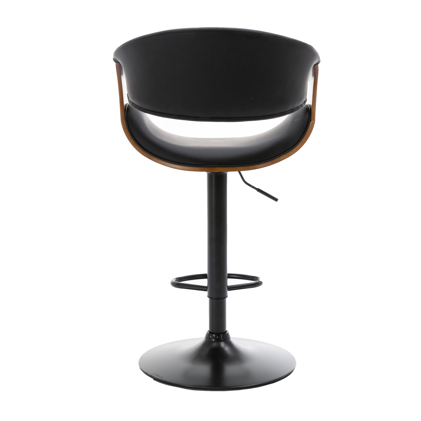 HengMing Adjustable/Swivel Bar Stool, PU Leather black Bent wood Bar Chair 1pcs/ctn.