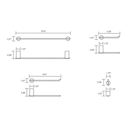 4 Piece Stainless Steel Bathroom Towel Rack Set Wall Mount