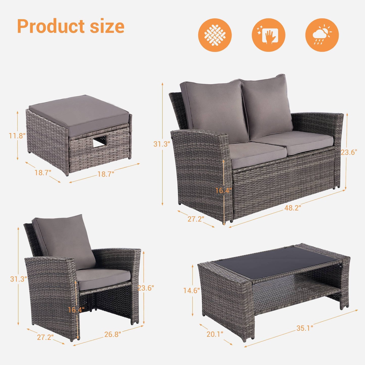 Outdoor Rattan Furniture Sofa And Table Set