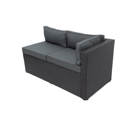 6 Piece Patio Rattan Wicker Outdoor Furniture Conversation Sofa Set with Storage Box Removeable Cushions and Temper glass TableTop