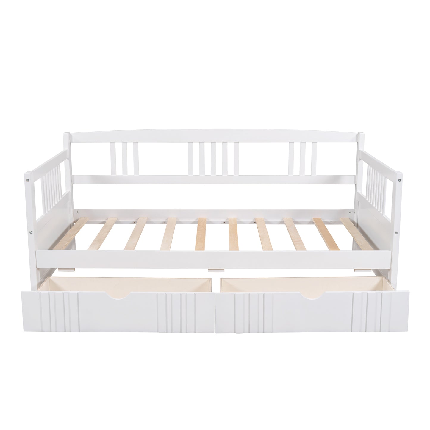 Twin Size Daybed Wood Bed with Two Drawers,White