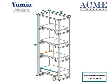 ACME Yumia Bookshelf in Gold  92787