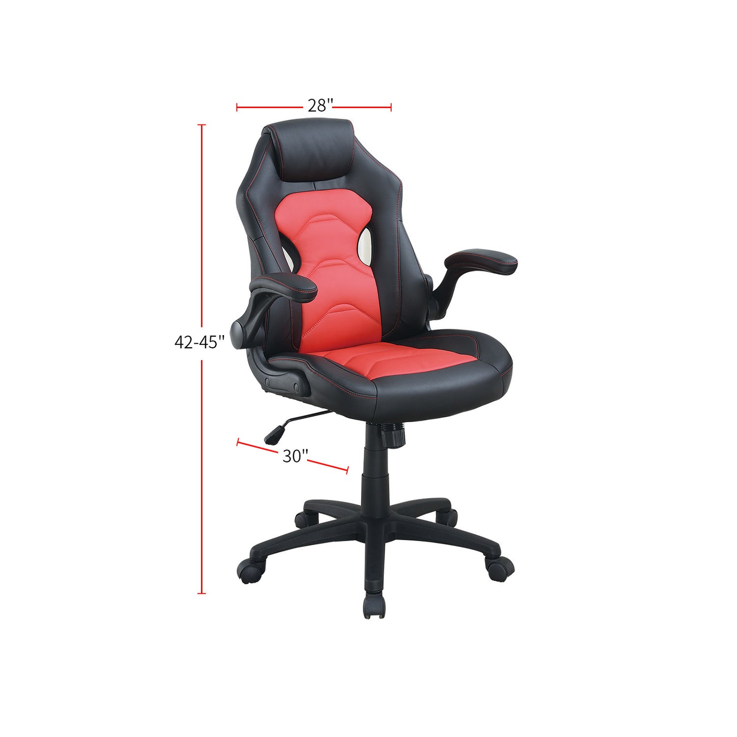 Adjustable Height Swivel Executive Computer Chair in Black and Red