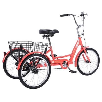 26" European Adult Tricycles 3 Wheel W/Installation Tools with Low Step-Through, Large Basket, Tricycle for Adults, Women, Men