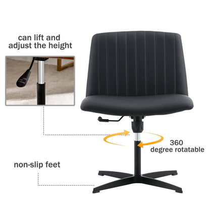 Black High Grade Pu Material. Home Computer Chair Office Chair Adjustable 360 ° Swivel Cushion Chair With Black Foot Swivel Chair Makeup Chair Study Desk Chair. No Wheels