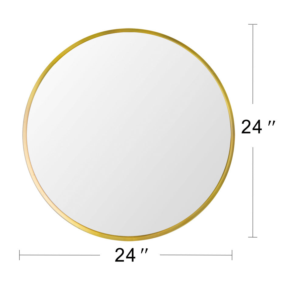 24" Wall Circle Mirror Large Round Gold Farmhouse Circular Mirror for Wall Decor Big Bathroom Make Up Vanity Mirror Entryway Mirror