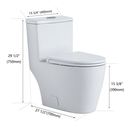 Ceramic One Piece Toilet 27 Inch Length With Soft Close Seat(G-lemon SKU:BTC137MOWH)