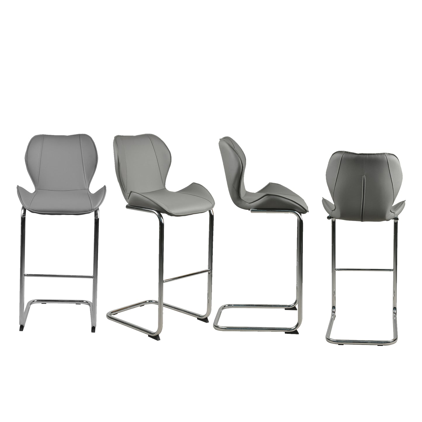 Bar chair modern design for dining and kitchen barstool with metal legs set of 4 (Grey)