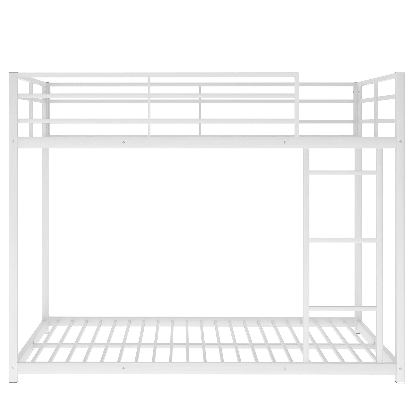 Full over Full Metal Bunk Bed, Low Bunk Bed with Ladder, White（Old SKU:MF197034AAK）