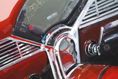 Vintage red car dashboard - 20x30 Print on canvas