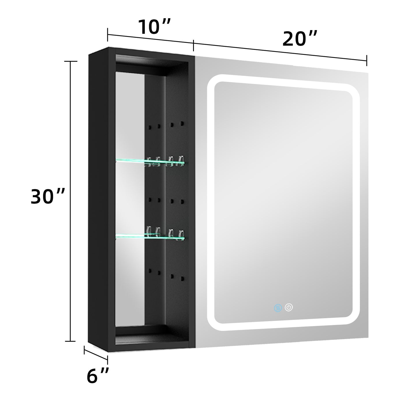 30x30 inch LED Bathroom Medicine Cabinet Surface Mount Double Door Lighted Medicine Cabinet, Medicine Cabinets for Bathroom with Mirror Defogging, Dimmer Black