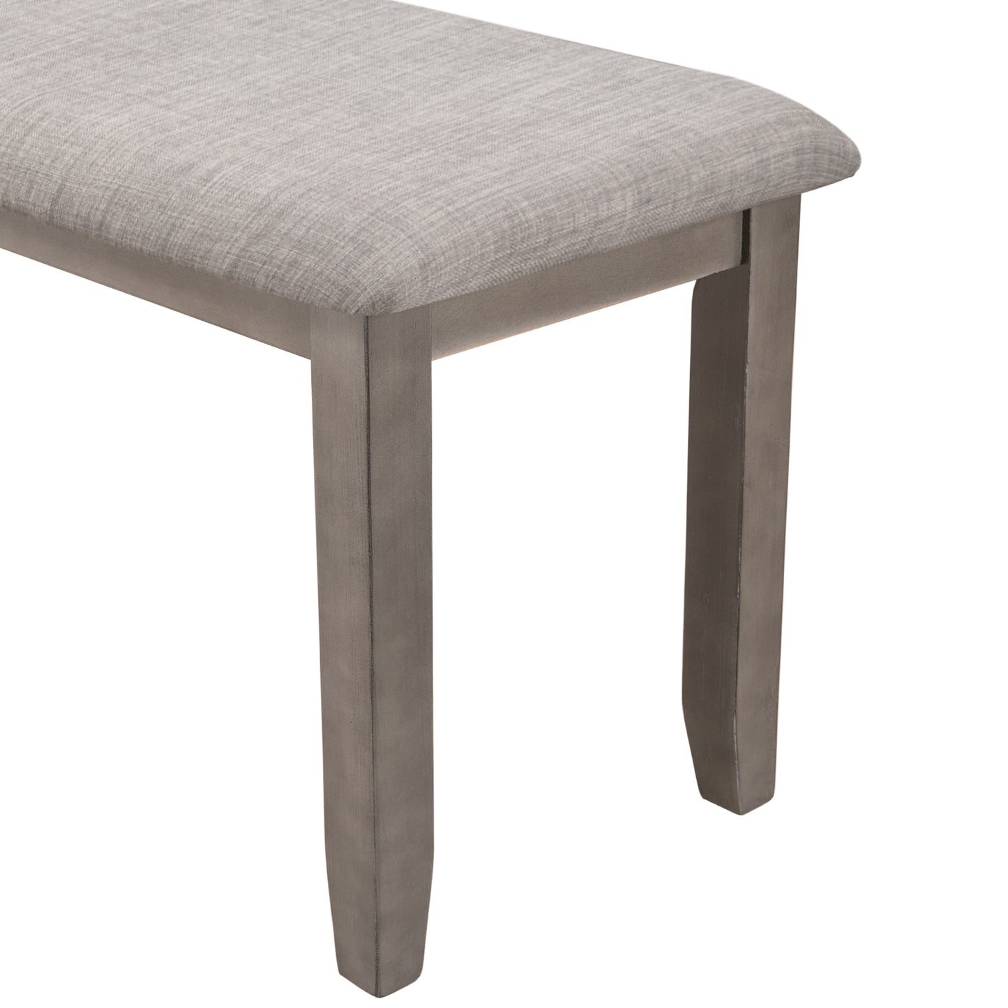 TREXM 6-Piece Kitchen Simple Wooden Dining Table and Chair with Bench, Fabric Cushion (Gray)