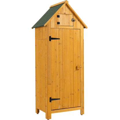 30.3”L X 21.3”W X 70.5”H Outdoor Storage Cabinet Tool Shed Wooden Garden Shed  Natural