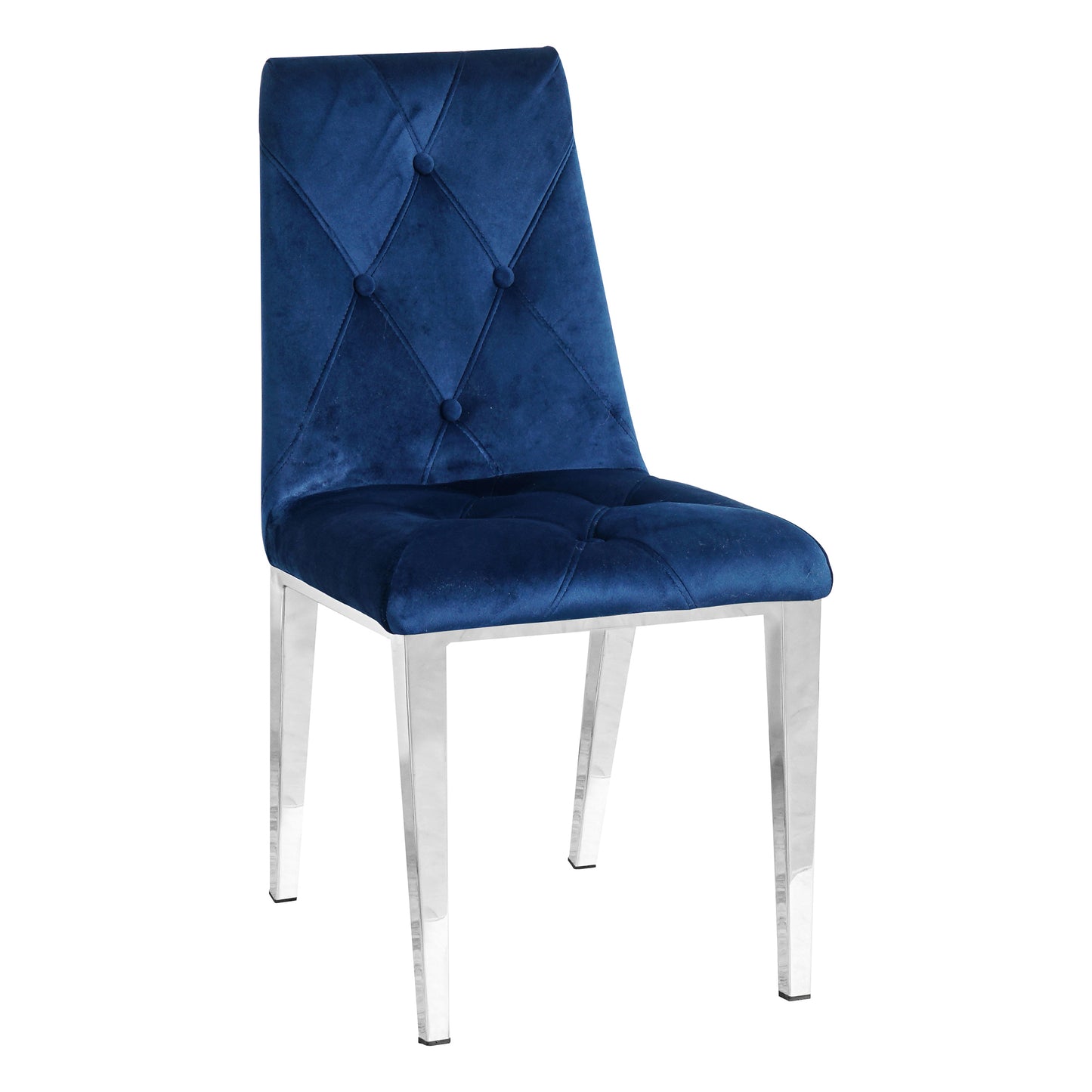 Modern luxury home furniture dinning room chairs chrome legs Blue velvet fabric dining chairs(Set of 2)