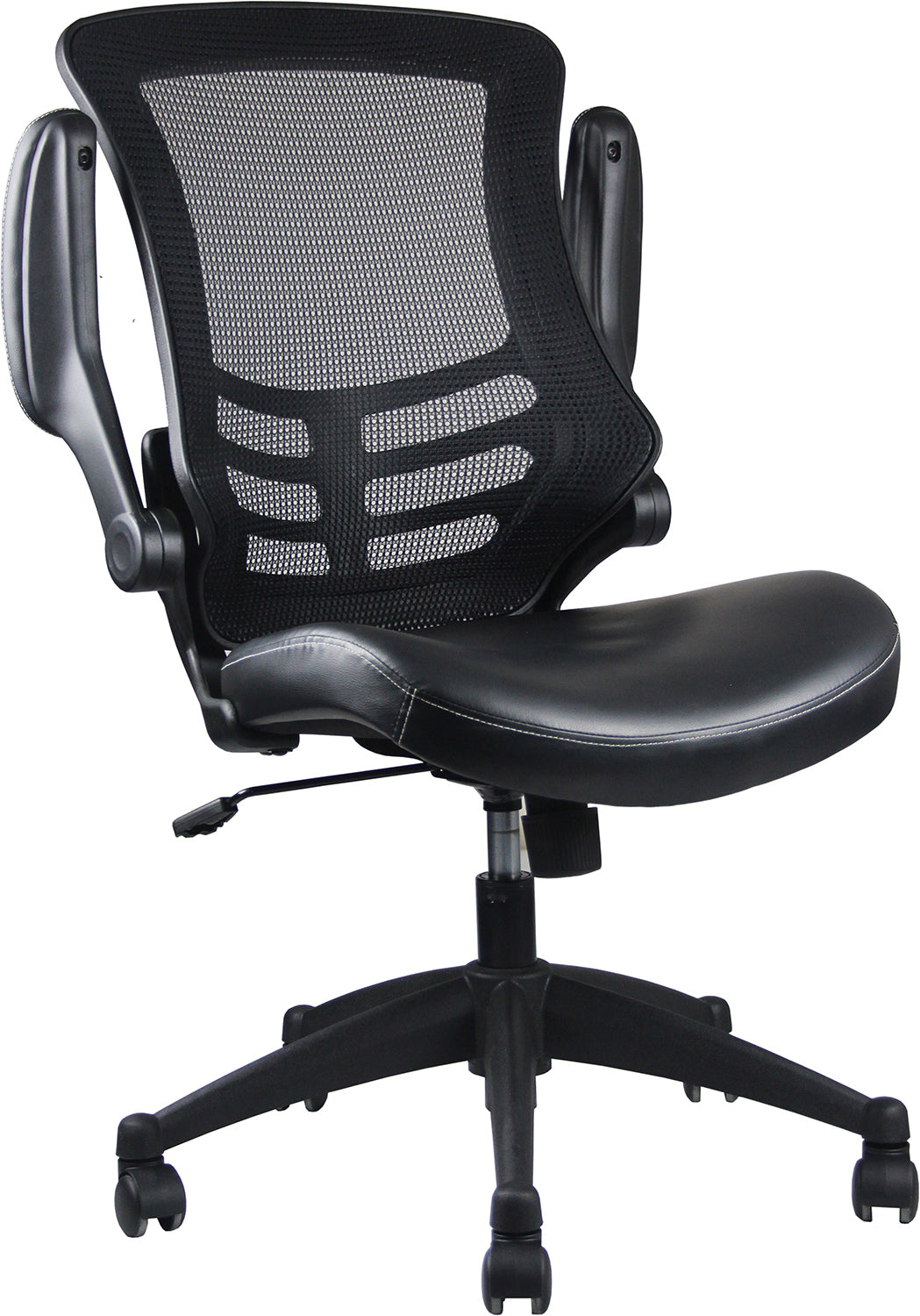 Techni Mobili Stylish Mid-Back Mesh Office Chair with Adjustable Arms, Black