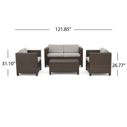 Venice 4pc Outdoor Wicker Sofa Set Brown+Ceramic Grey