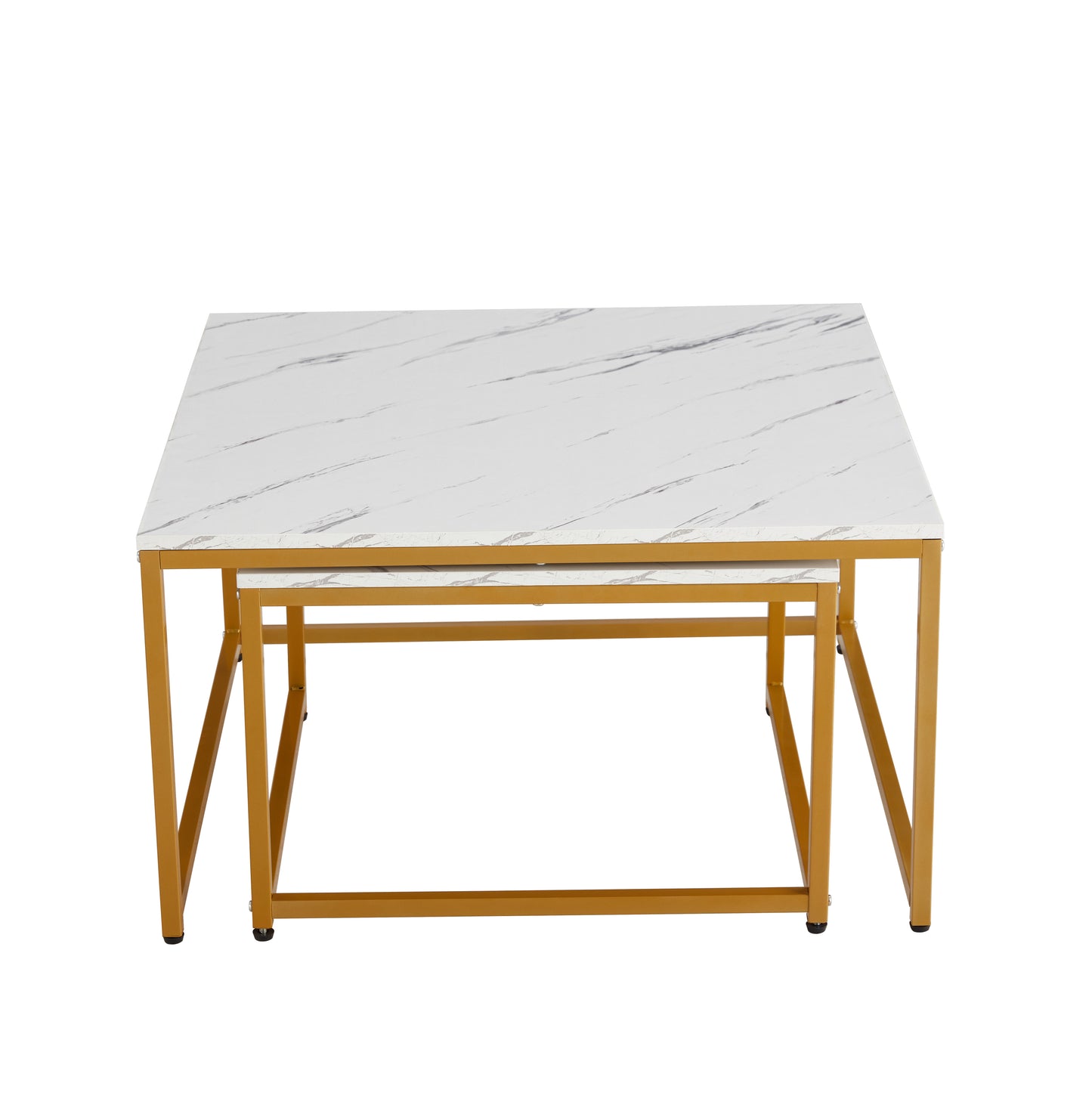 Modern Nesting Coffee  Tables Set, Marble white, 2pc, 31.5''L 31.5''W 17.72''H