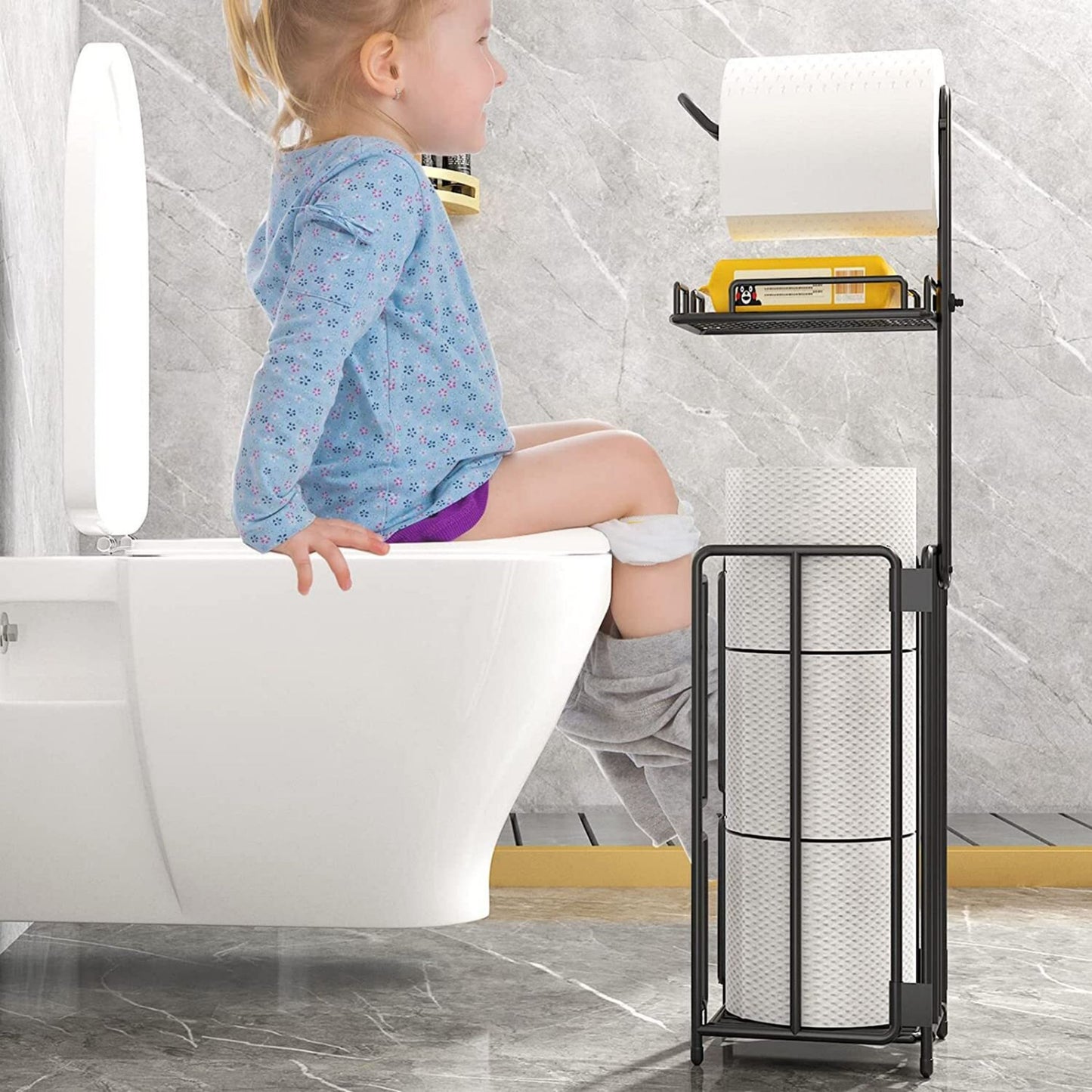 Techvida Toilet Paper Holder Stand, Bathroom Free Standing Toilet Tissue Paper Roll Holder