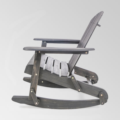 Outdoor solid wood rocking chair dark gray