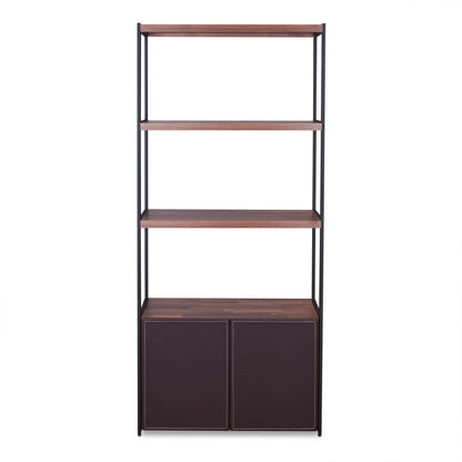 ACME Sara Bookcase in Espresso PU, Walnut & Sandy Black 92442