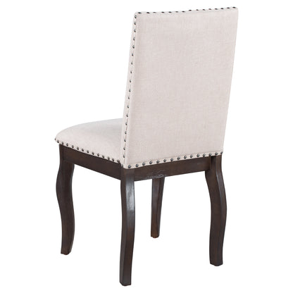 TREXM Set of 4 Dining chairs Wood Upholstered Fabirc Dining Room Chairs with Nailhead (Espresso)