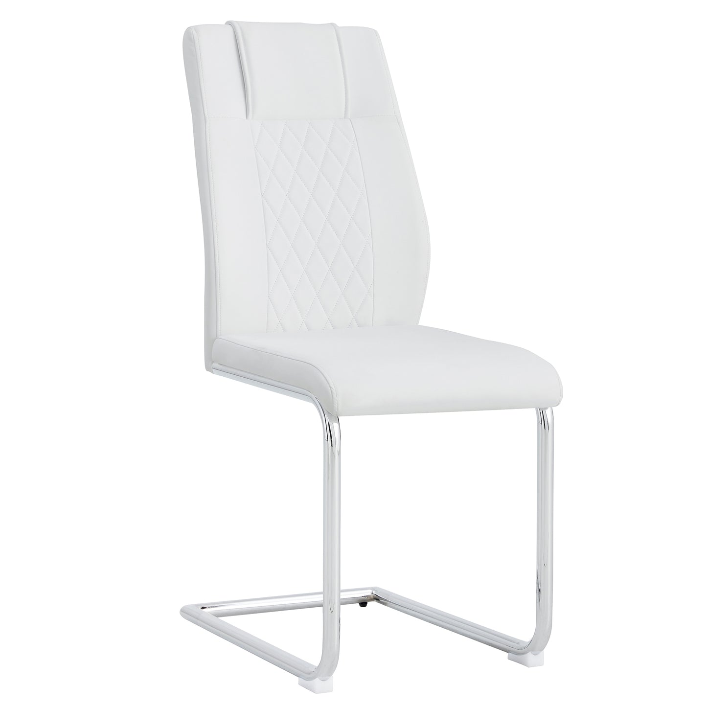 Modern Dining Chairs with Faux Leather Padded Seat Dining Living Room Chairs Upholstered Chair with Metal Legs Design for Kitchen, Living, Bedroom, Dining Room Side Chairs Set of 4 (White+PU Leather)