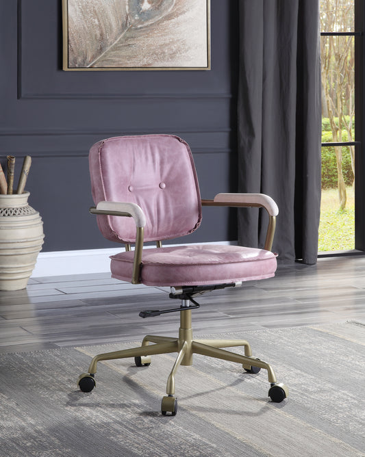 ACME Siecross Office Chair in Pink Top Grain Leather OF00400