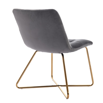 HengMing Velvet Accent Chair Retro Leisure Lounge Chair Mid Century Modern Chair Vanity Chair for Living Room Bedroom with Gold Metal Legs Salmon gray 1 PCS