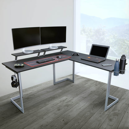 Techni Sport Warrior L-Shaped Gaming Desk, Black