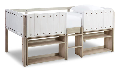 Ashley Wrenalyn Brown+White Contemporary Twin Loft Bed Frame B081-162