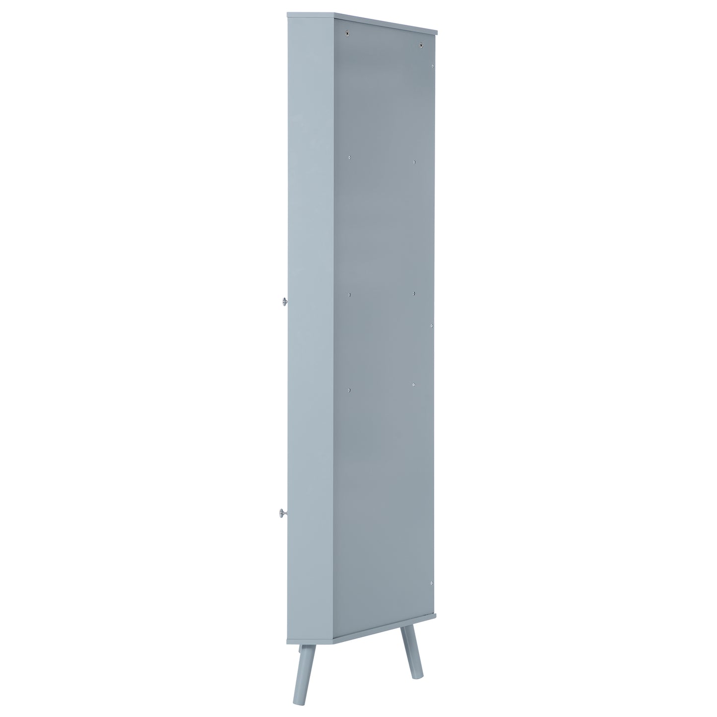 Gray Triangle Elegant Corner Cabinet with Open Shelves, MDF Board, Anti-toppling Device, Painting Surface, Large Storage Space for Limited Space