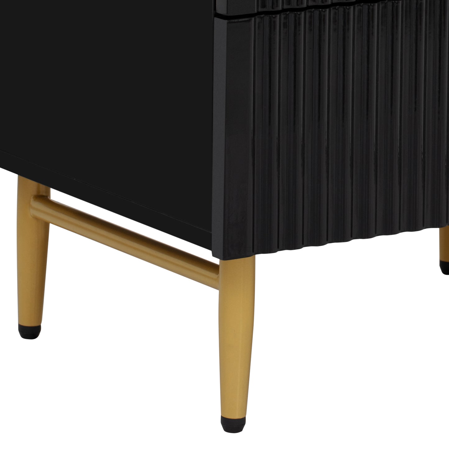 Nightstand with 2 Drawers & Golden Handle，Storage Bedside Table - Black