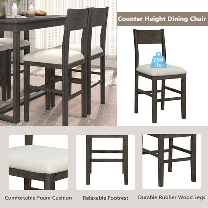 TOPMAX Farmhouse Counter Height 4-Piece Dining Chairs for Small Places, Gray