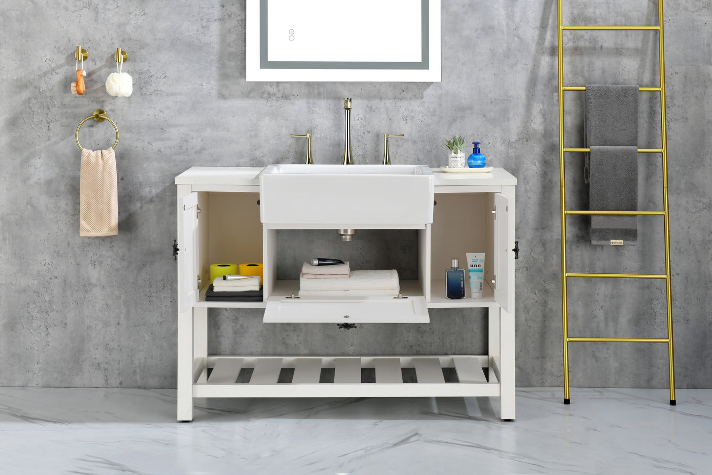 Bathroom Vanities Without Tops 48 in. W x 20-1/2 in. D Bathroom Vanity Cabinet Only in White