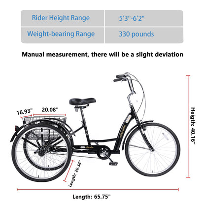 20" European Adult Tricycles 3 Wheel W/Installation Tools with Low Step-Through, Large Basket, Tricycle for Adults, Women, Men