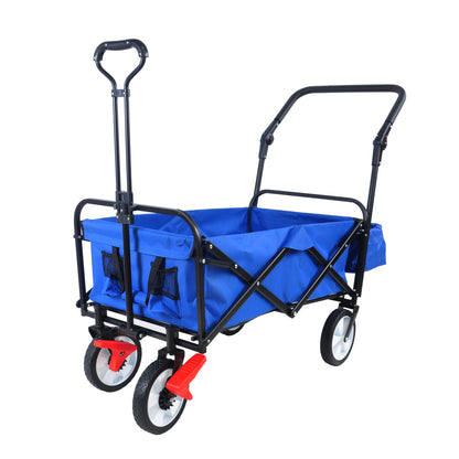 folding wagon Collapsible Outdoor Utility Wagon, Heavy Duty Folding Garden Portable Hand Cart, Drink Holder, Adjustable Handles